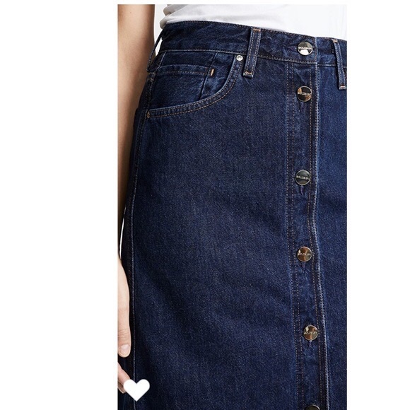 GOLDSIGN Easton Button Front A-Line Denim Midi Skirt - Picture 4 of 14